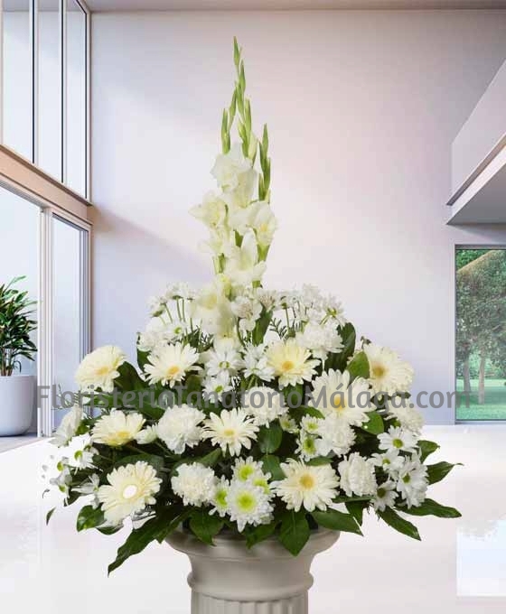 Centro floral funerario Blanco