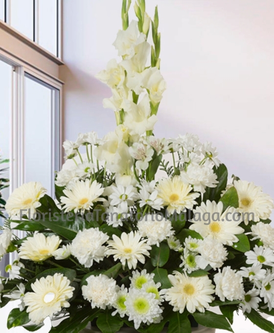 Centro de flores fúnebres blanco
