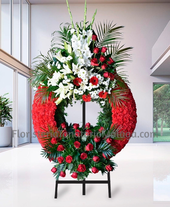 Corona funeraria clavel rojo especial