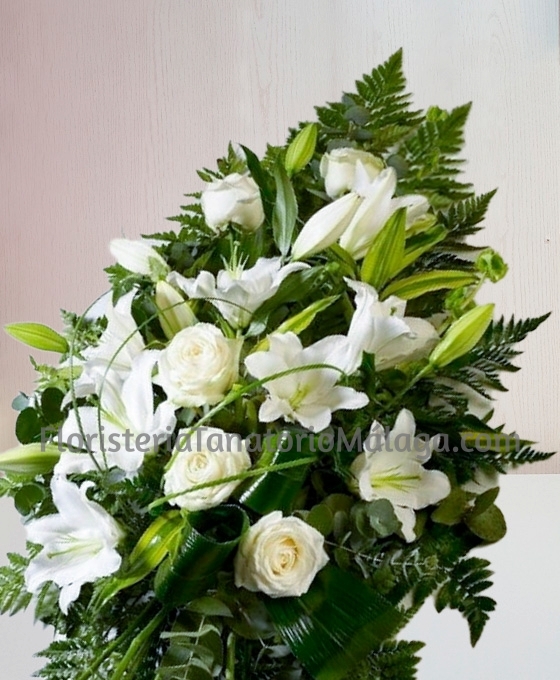 Envío de ramo funerario rosas liliums